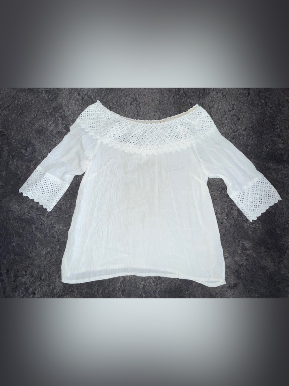 VENUS White Crochet-Trim Peasant Blouse